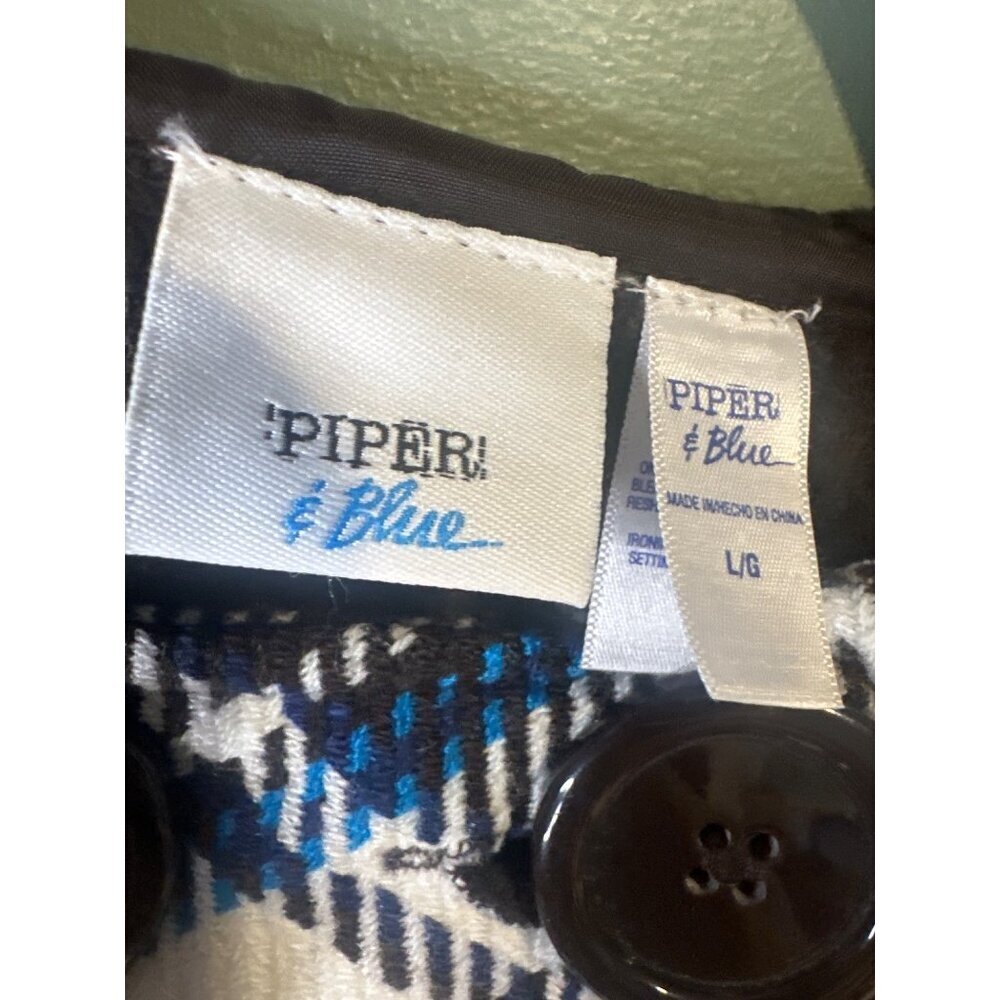 Piper & Blue Women Size L Hooded Plaid Sweater Y2K Retro Bohemian streetwear - Picture 3 of 6